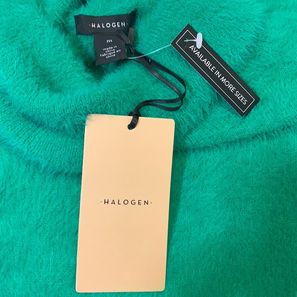 NWT Halogen Fuzzy Super Soft Turtleneck Pullover/ Sweater size M Green - Picture 8 of 9